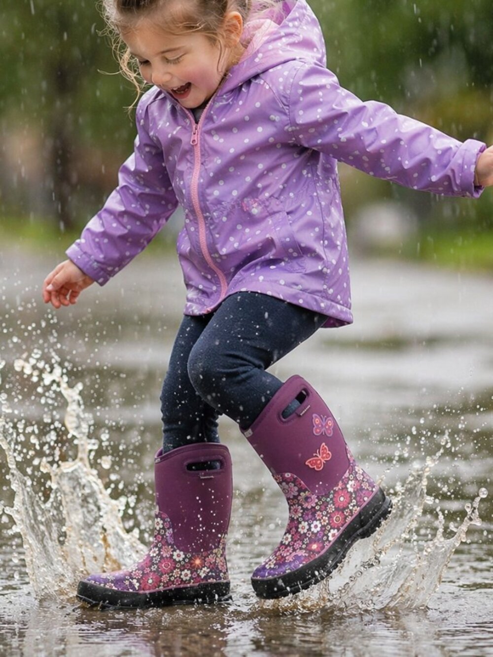 Bogs Kids Waterproof Floral Butterfly Boots Youth Size 1